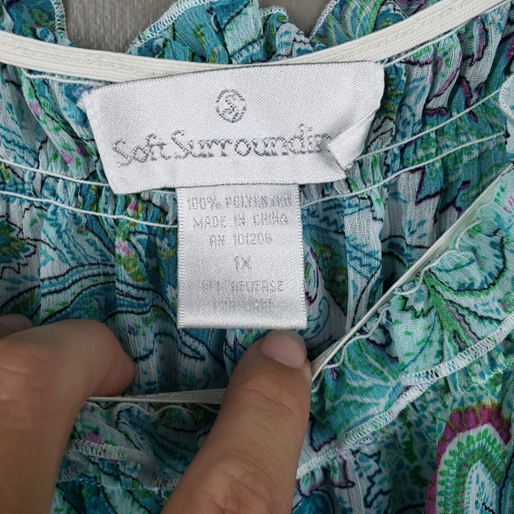 Soft Surroundings Womens Sheer Top Size 1X Floral 100% Polyester - Picture 5 of 7